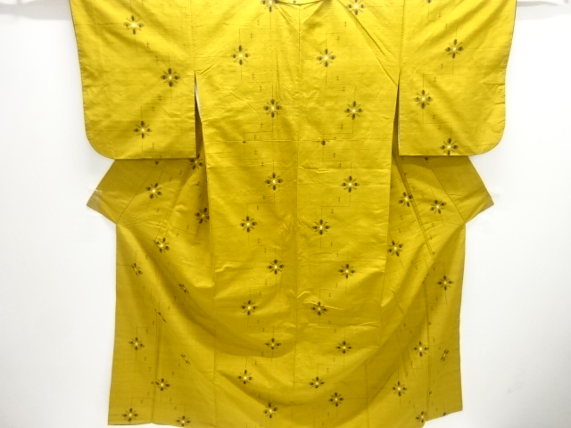 抽象花模様織り出し手織り紬着物